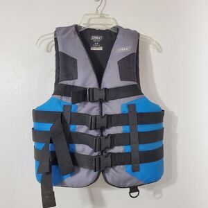 DBX Life Jacket Vest Coast Guard Approved Adult Small-Med 32-40 Chest Blue Gray